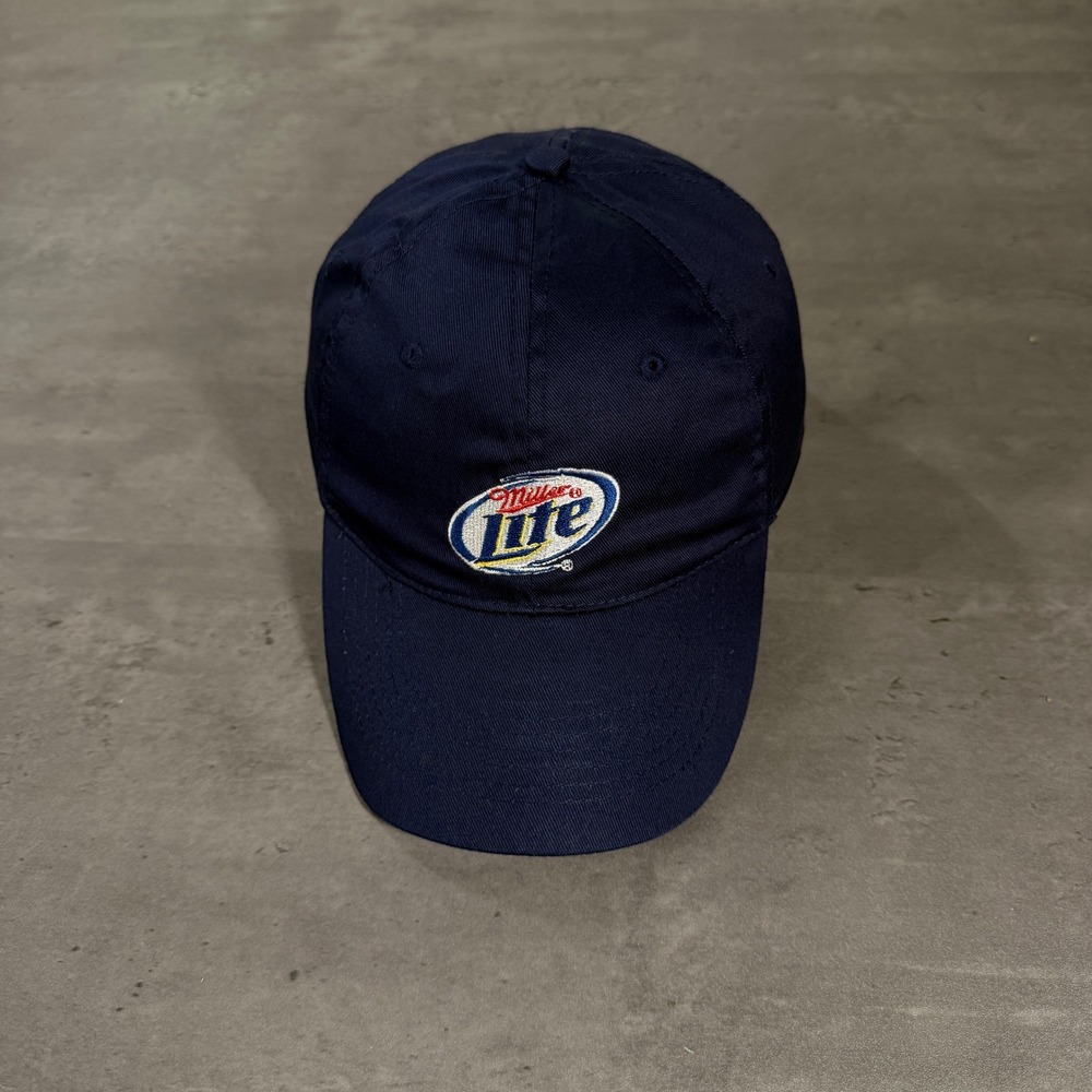 Miller Lite Baseball Cap Beer Alcohol Navy Blue Embroidered Logo Strapback Hat